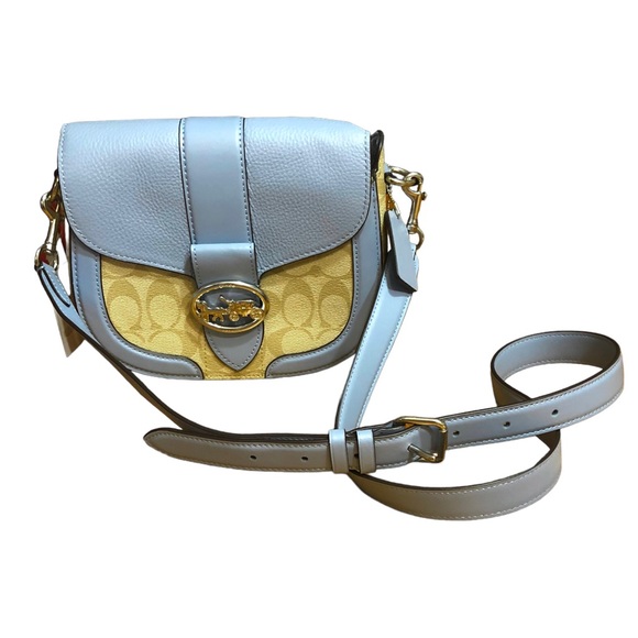 COACH C2806 Georgie Saddle Bag In Signature Canvas Blue - Picture 2 of 11